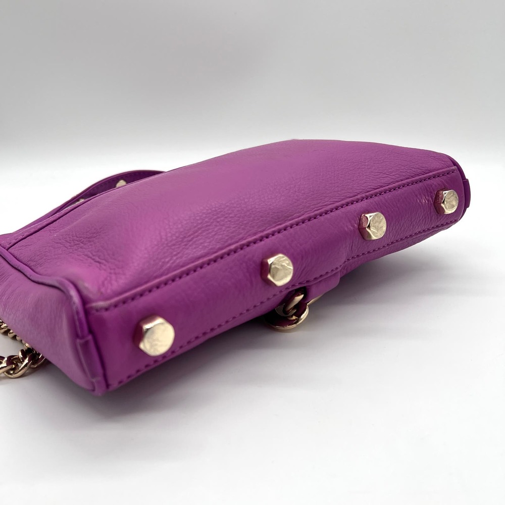 REBECCA MINKOFF Mini MAC Crossbody Bag Womens Purple Leather Chain Strap - Picture 5 of 16